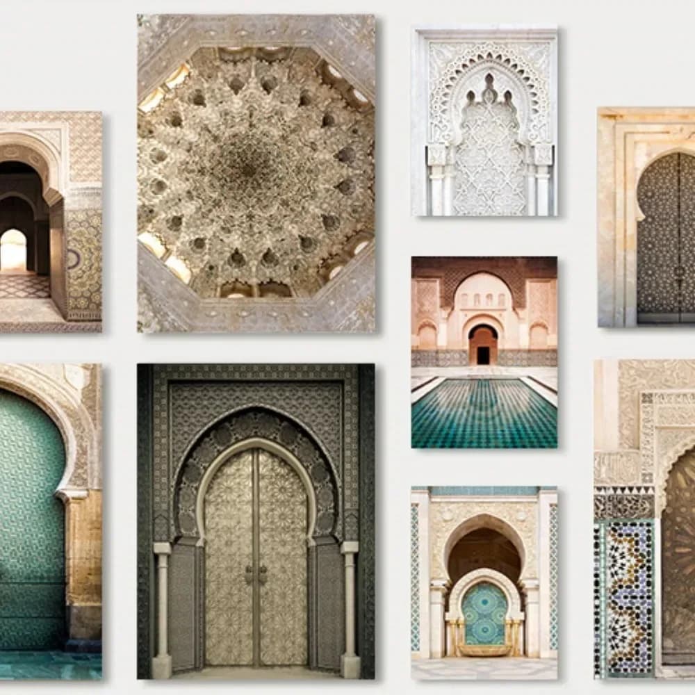 Morocco Door Arabic with Frame Architecture Minimalist Wall Art Print Canvas Painting Posters for Living Room Modern Home Decor
