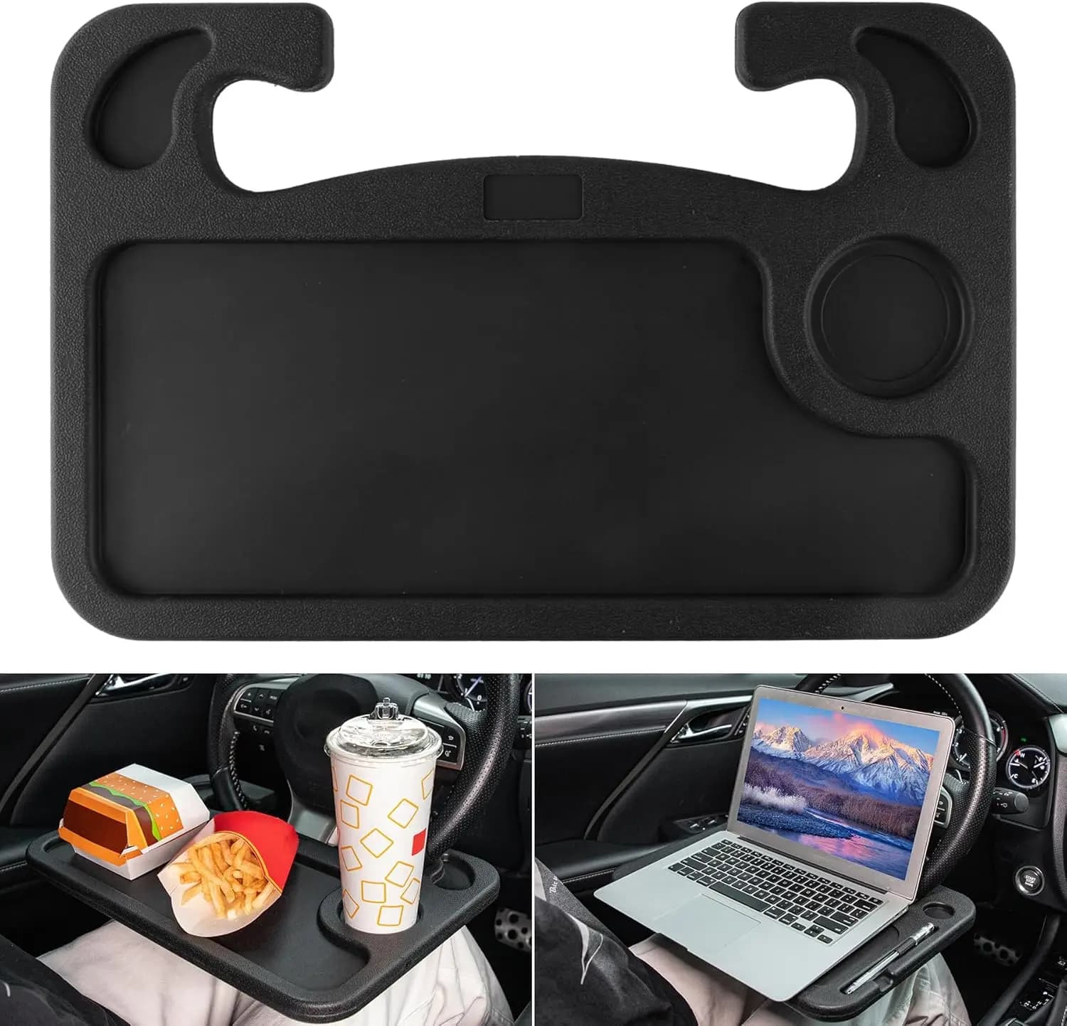 Tavolino da Volante per Laptop, Accessori Auto Multiuso da Viaggio, Vassoio da Sedile Auto per Mangiare, Tavolino Sotto il Volante