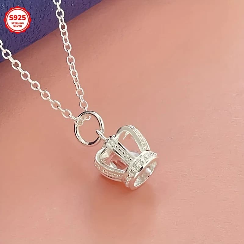 Exquisite 925 Sterling Silver Crown Necklace for Women Lady Men DIY New Fine Accessories Jewelry Anniversary Gifts Fashion Party
