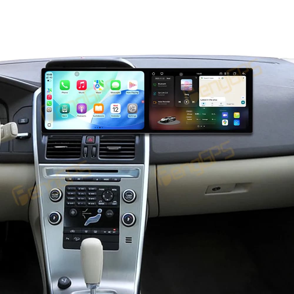 Dual Screen 9.1 Inch Android 15 CarPlay Car Radio For Volvo XC60 2009-2013 Touch Screen Multimedia Player GPS Navigation DSP