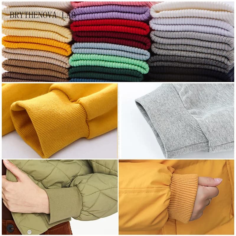 Cotton Rib Stretch Knit Cuffs Collars Hems Fabric Ribbed Knitted Neckline Cuffs Fabric for Sweatshirt Down Jackets Accessories