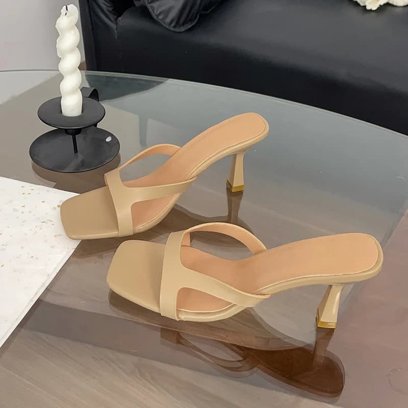 Sandali Sexy da Donna con Tacco Alto, Nuova Moda Estiva, Punta Quadrata Aperta, Eleganti e Comodi, Neri