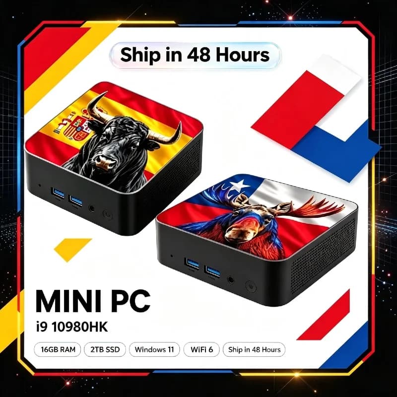 Intel Core i9‑10980HK Compact Small Gaming Desktop 16GB RAM 1TB/2TB SSD Full HD WiFi6 Bluetooth 4K HDMI Home Business Office PC