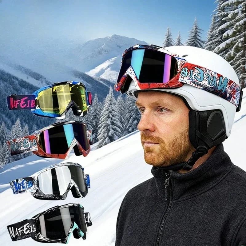 Occhiali da Sci per Uomo e Donna UV400, Antivento Invernali con Copriocchiali, Occhiali per Sport all'Aperto e Ciclismo