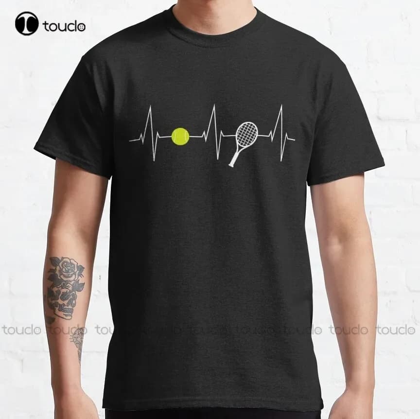 Tennis - Racchetta - Battito cardiaco della palla Frequenza cardiaca - I Love T-shirt classica Camicie scolastiche Xs-5XL Cotone Donna Uomo