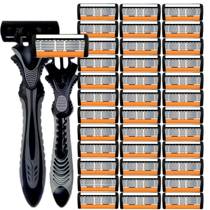 6 Blade Manual Razor, Stainless Steel Classical Safety Razor with Double Blade, for Vintage Shaving of Barba and Baffi
