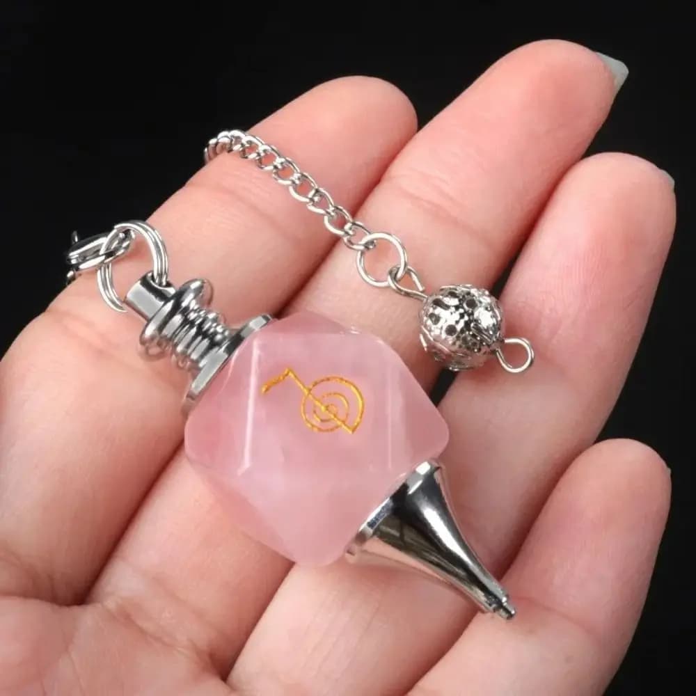 Nuovo Pendolo Chakra in Pietra Semi-preziosa, Ametista con Simboli Cho Ku Rei, Pendolo Energetico, Ciondolo in Cristallo di Lapislazzuli e Quarzo