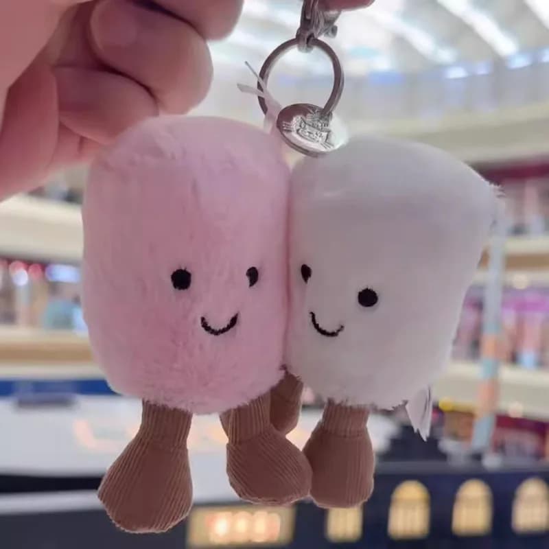 Cat shape cotton plush keyring, bicolor, soft and cute, bag accessory, car pendant, Christmas gift