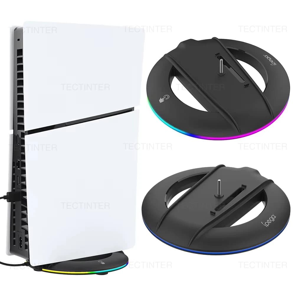 Supporto di raffreddamento verticale per console PS5 Slim / PS5 Pro Staffa base antiscivolo con supporto luce RGB per accessori PS5 Slim