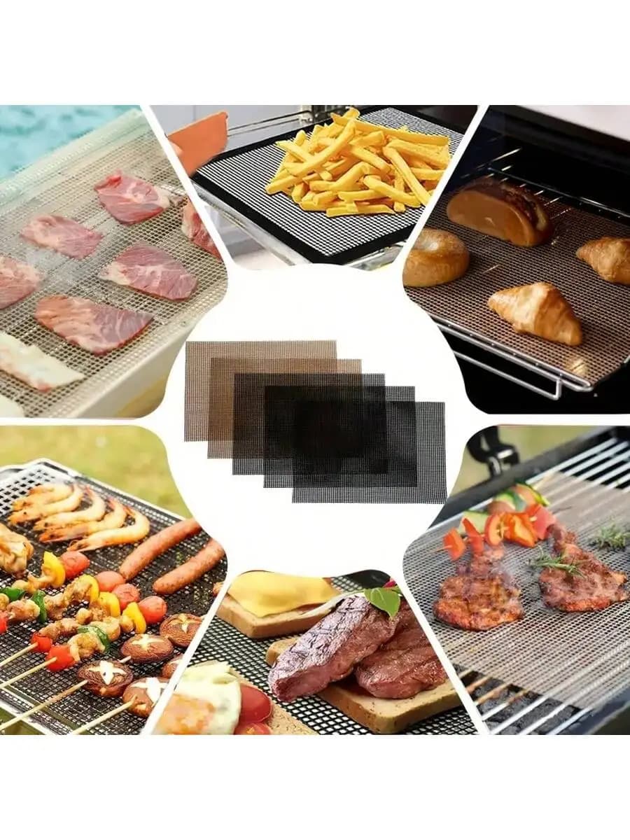 3 pc Non-stick baking mat and grill, easy to clean and reusable, suitable for gas, charcoal, Outdoor Grill Accessories