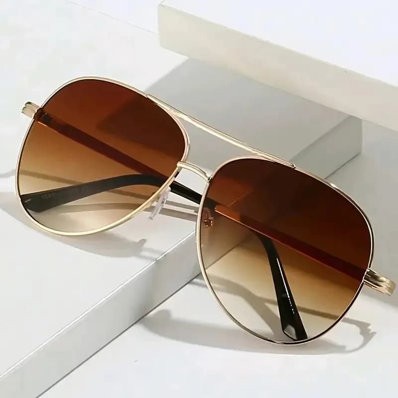 1 Pair of Retro Oval Double-Layer Pilot Fashion Glasses- Lightweight& Durable Design, Stylish Lens Colors, High-Quality PC Material, Unisex Fashion Glasses for And Casual Wear, Elegant& Long-Lasting Eyewear
