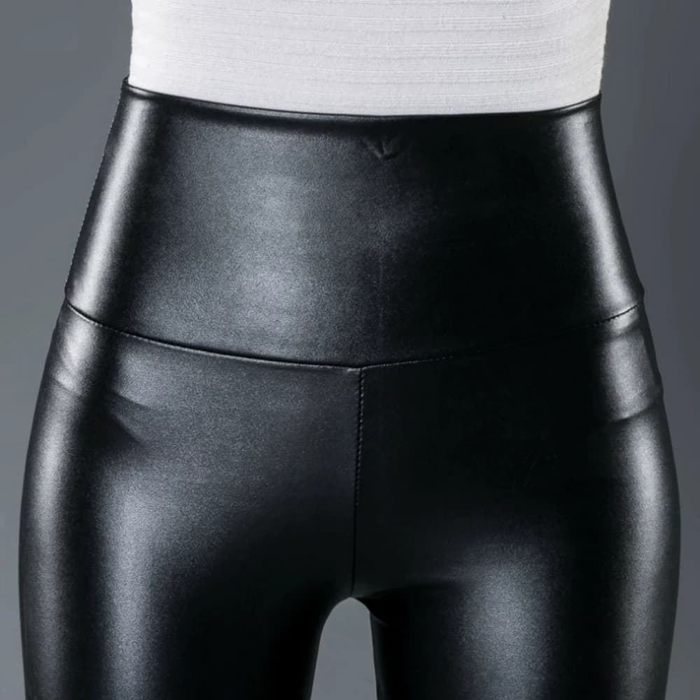 Legging a vita super alta per donna Cintura larga opaca in ecopelle Buon elastico Pantaloni da club sexy Lunghi alti 180