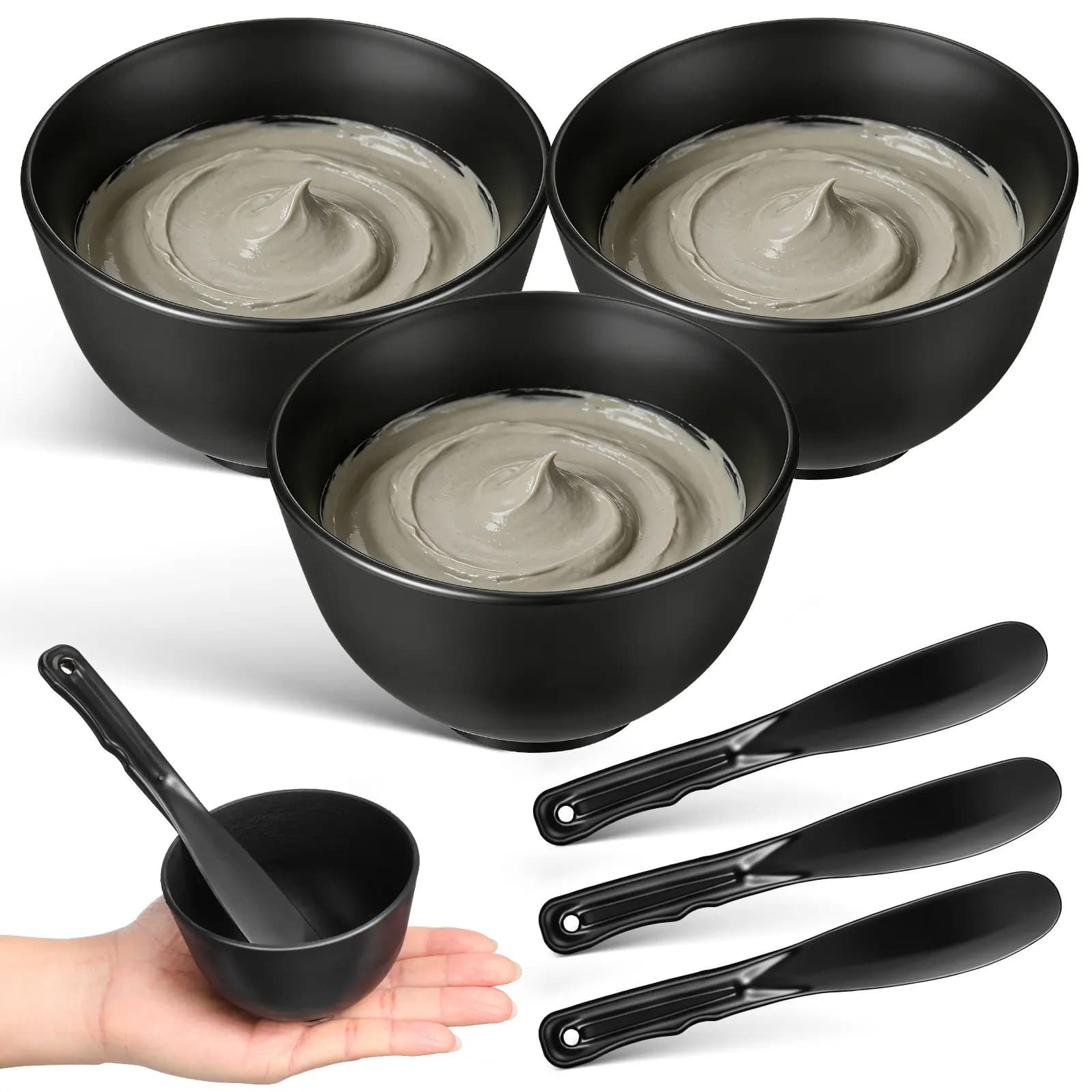 Set of 1 Silicone Bowl for Face Masks, Deep Mask Door, Flat Applicator Spatula, Reusable Tool for Fairy Beauty Treatments ♪
