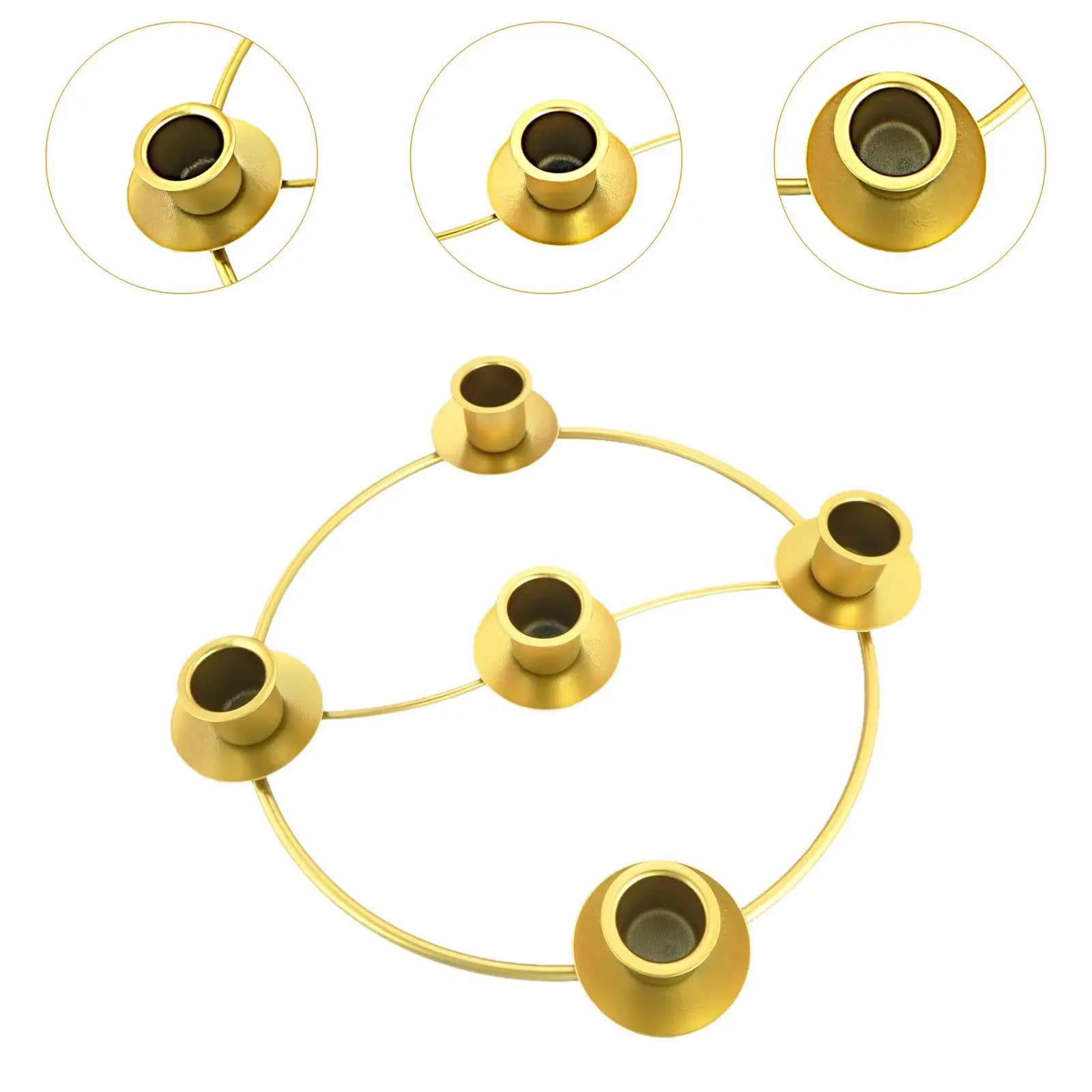 Portacandele per Ghirlanda dell'Avvento, Anello in Metallo, Elegante Centrotavola, Candelabro per Decorazioni Festive, Casa e Matrimoni