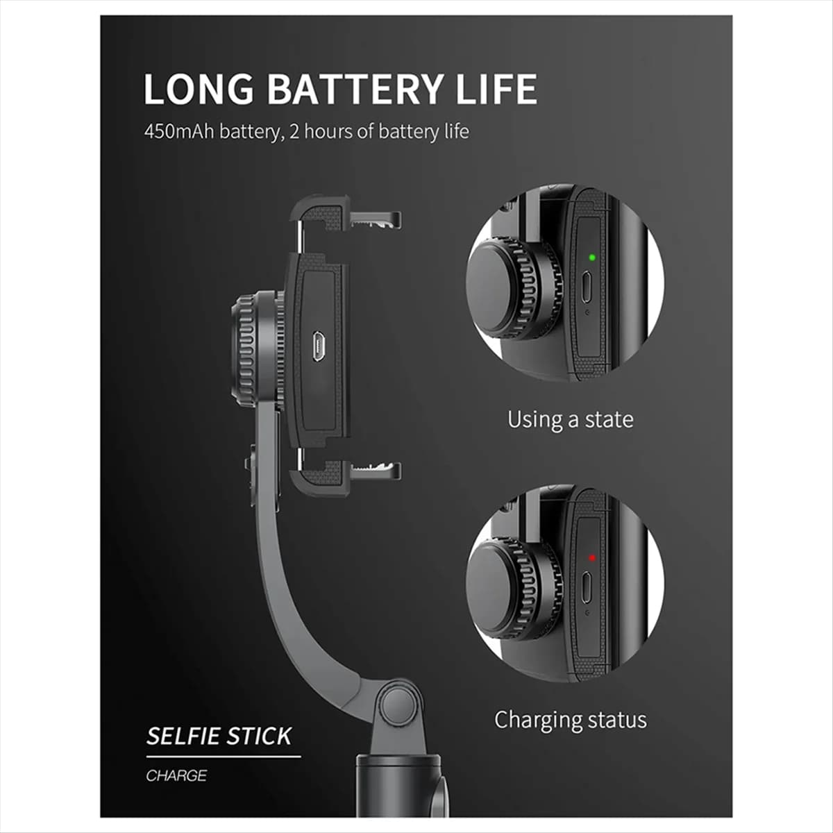 Stabilizzatore cardanico portatile Selfie Stick Azione smartphone Treppiede Bluetooth Kameralar