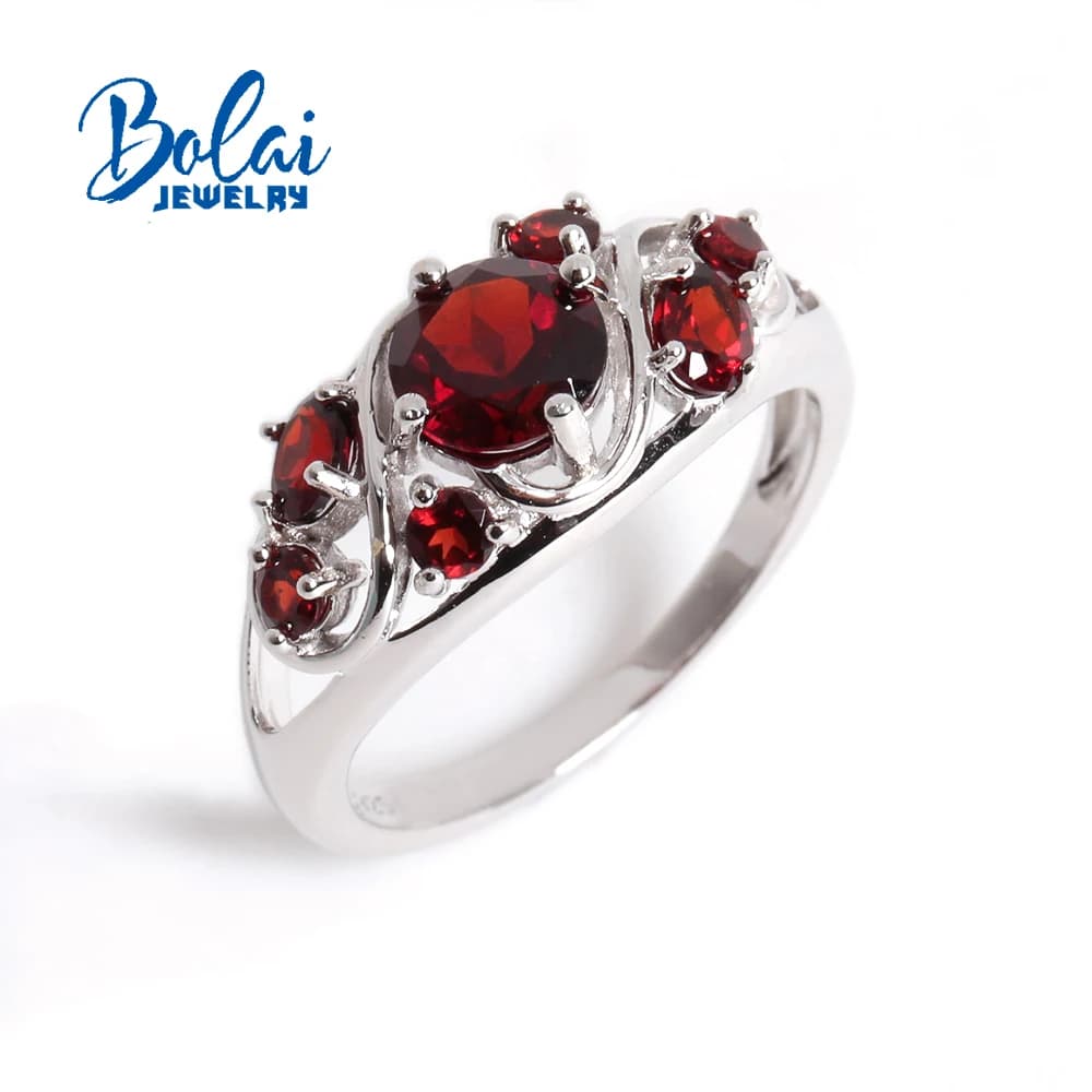 Anello in argento sterling 925 con granato naturale del Mozambico, pietra portafortuna di gennaio, per donna, regalo di gioielleria raffinata di lusso leggero