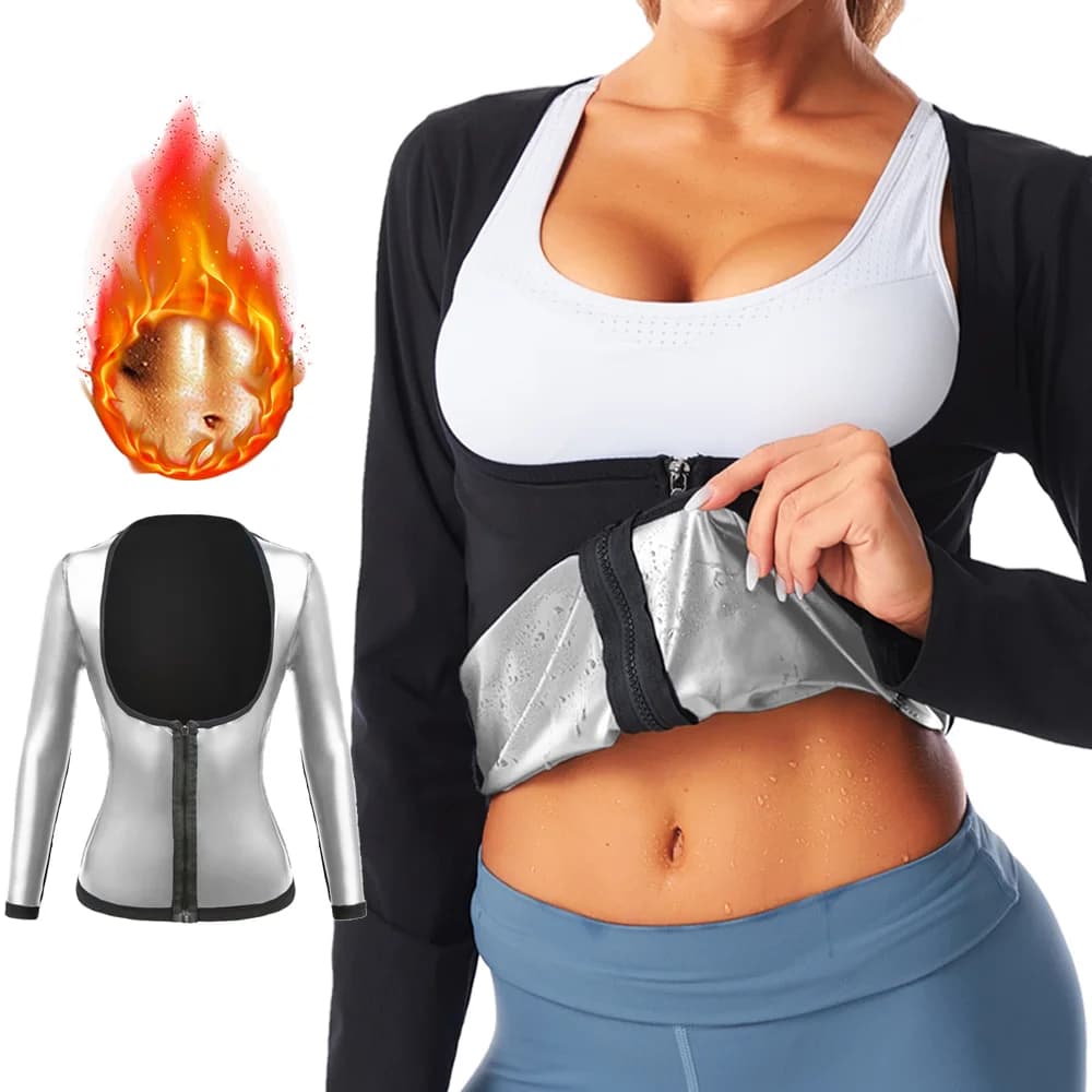 Women's sauna suit for weight loss Top for sweating Fitness jacket Long-sleeved thermal balm Gym Shaper Training suit for fat burning