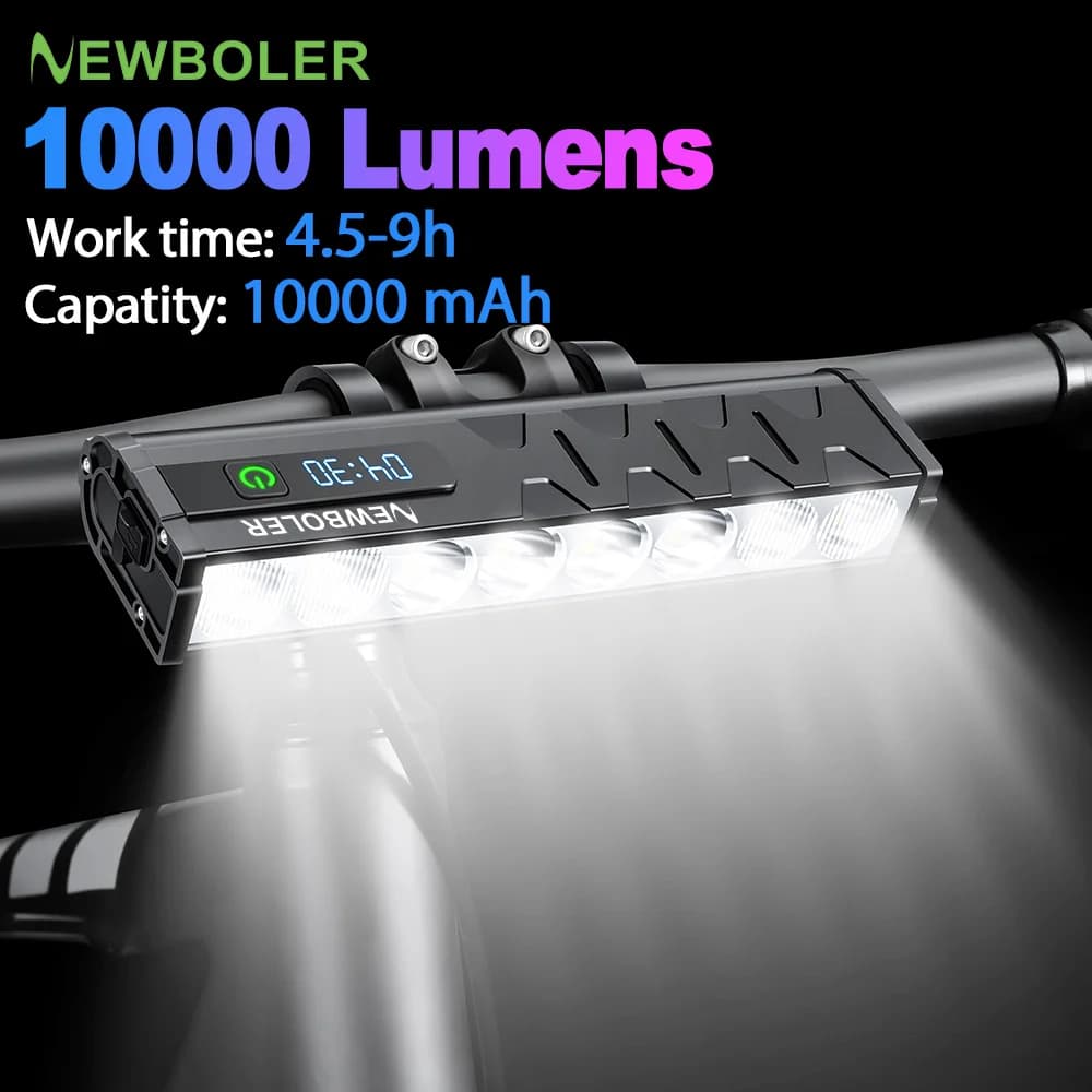 NEWBOLER Front Bicycle Light 10000mAh Bike Light 6000 Lumen USB Charging Waterproof MTB Road Bike Lamp Bike Accessories