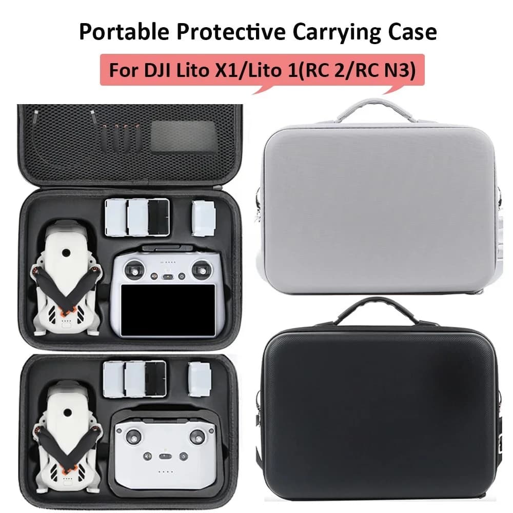 Custodia da trasporto portatile per DJI Lito 1/Lito X1 RC 2/RC N3, borsa a tracolla protettiva in PU, valigetta rigida da viaggio, borsa a mano, accessori per drone
