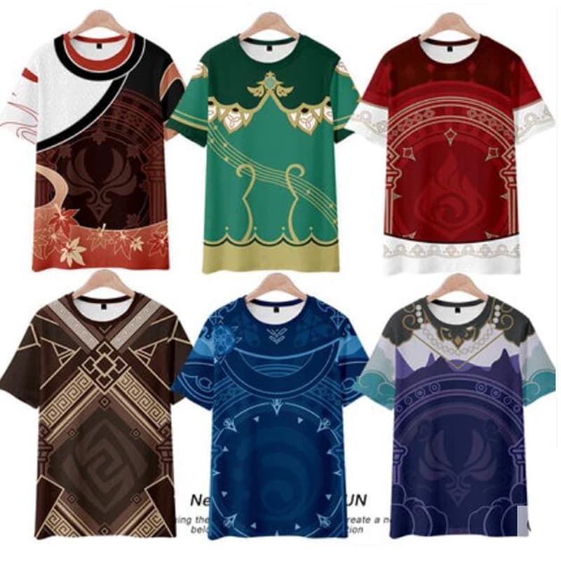 Genshin Impact 3D T Shirt Del Fumetto Tartaglia Kaedehara Kazuha Venti Xiao Hutao Zhongli Raiden Shogun Arataki Itto Costume Cosplay