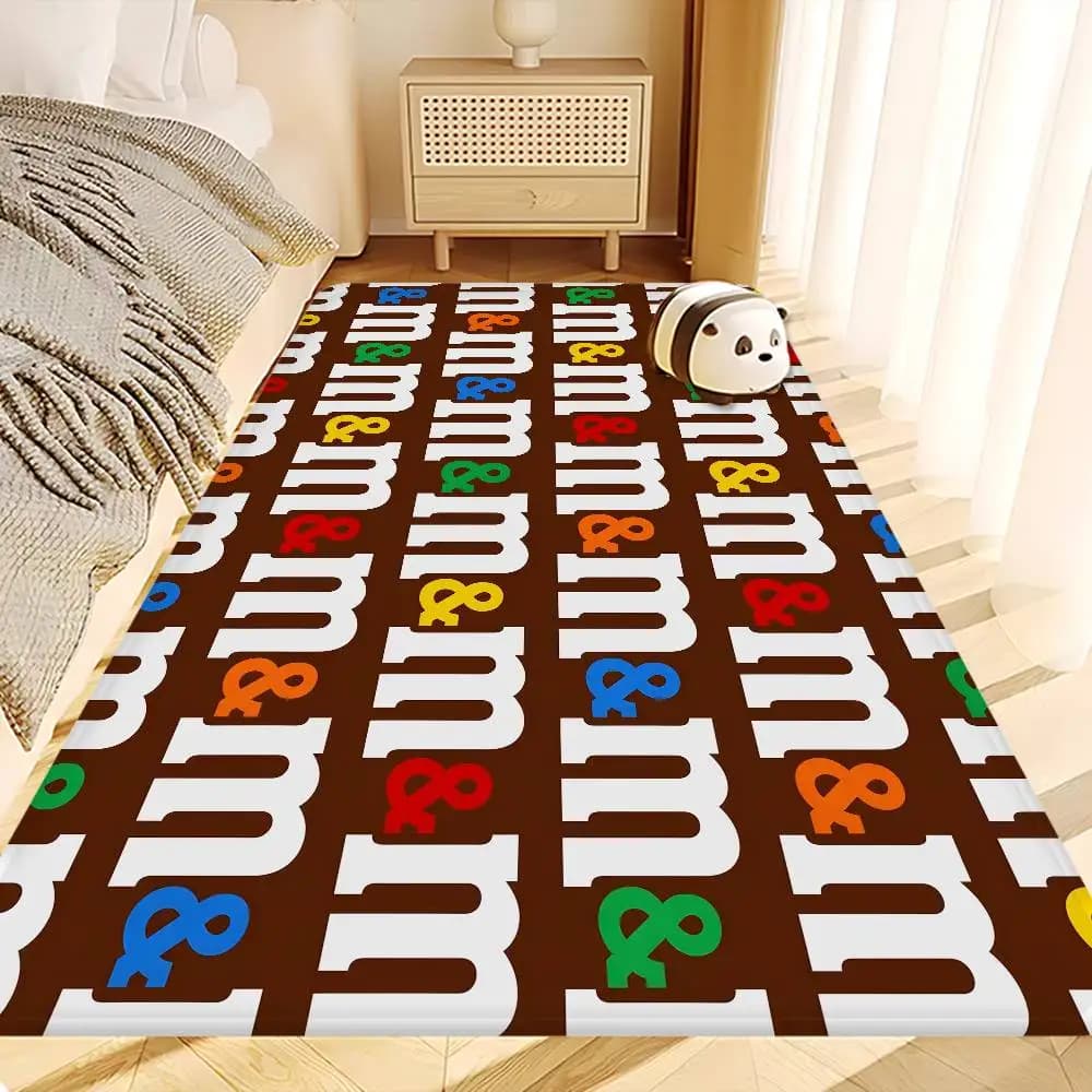M&M Candy Snacks Mat, Anti-slip Bath Mat, Long Striped Mat, Bedroom Mat, Welcome Backpack