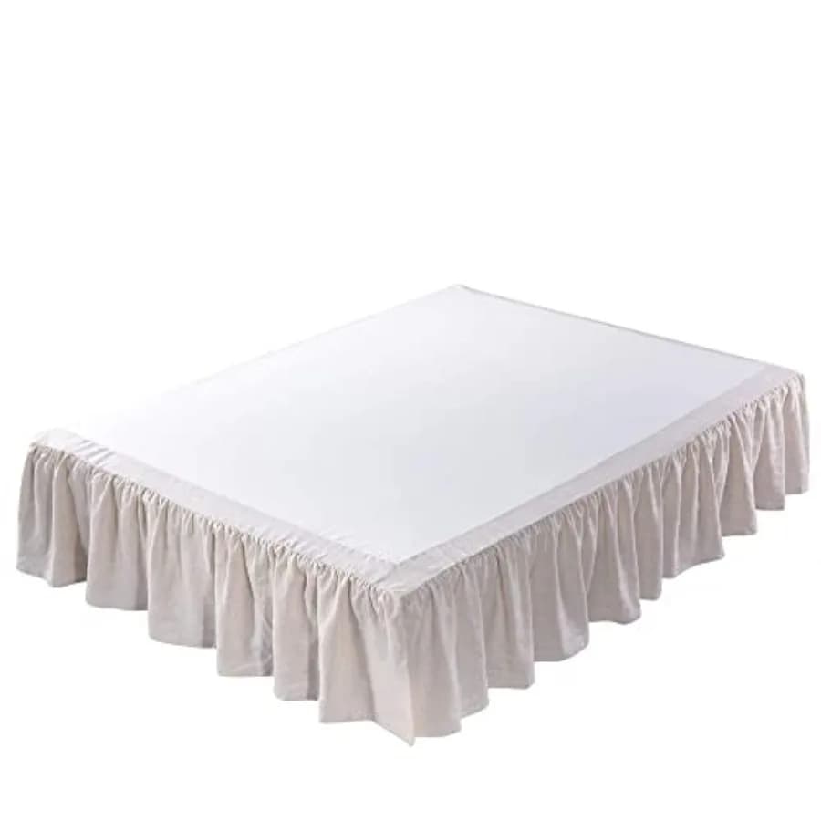 Gonna letto in lino francese lavato, con volant, misura 39" L x 75" P, altezza 16", super morbida, stile a balze, colore