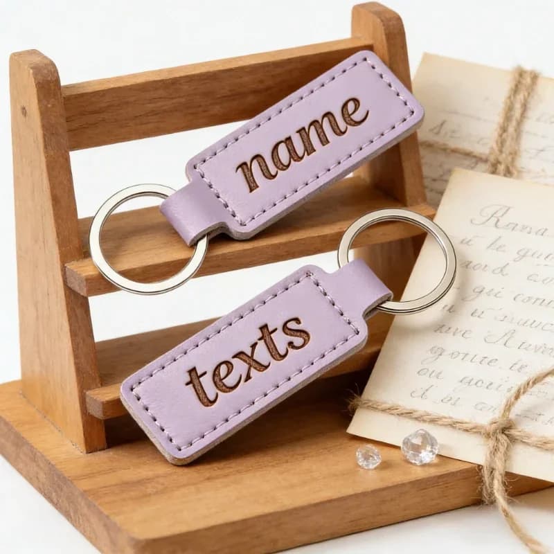 Customized Logo Bag Car Key Chain Ring Personalized Name Number PU Leather Keychain Pendant Laser Business Gift Keyring