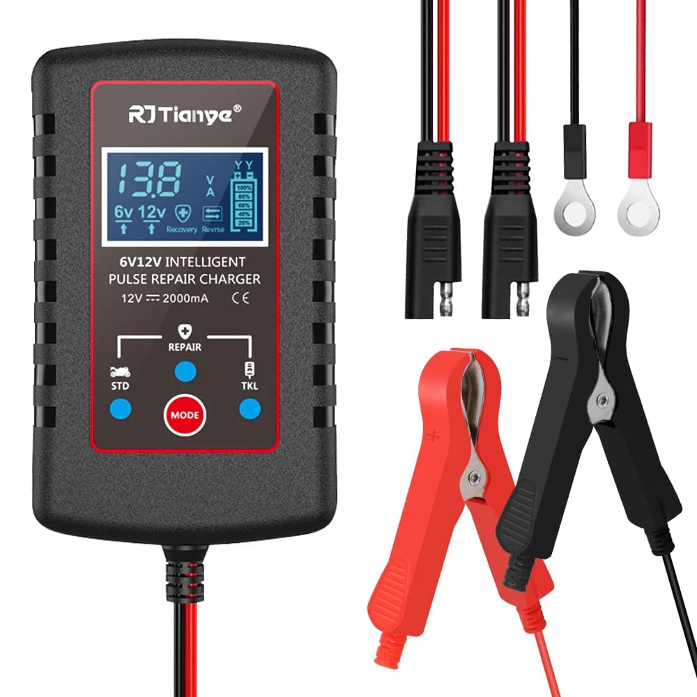 Caricatore galleggiante automatico per auto Caricabatteria intelligente Cavo adattatore ASE Interruttore 6V 12V Protezioni multiple per tosaerba moto