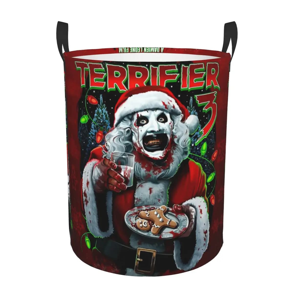 Poster personalizzato di T-Terrifiers 3 Cesto per la biancheria di Natale di Halloween Cesto per vestiti pieghevole per borsa per giocattoli per bambini