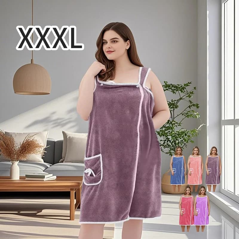 1 piece of woman, wearable bathroom towel strong sizes, cute bow, soft shower skirt for woman, adjustable bathrobe with home pocket and