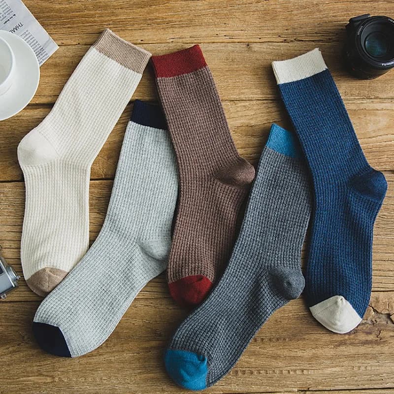 Men's Socks Long elastic socks breathable cotton knitted high quality men's socks central tube blue white grey combined with male colors