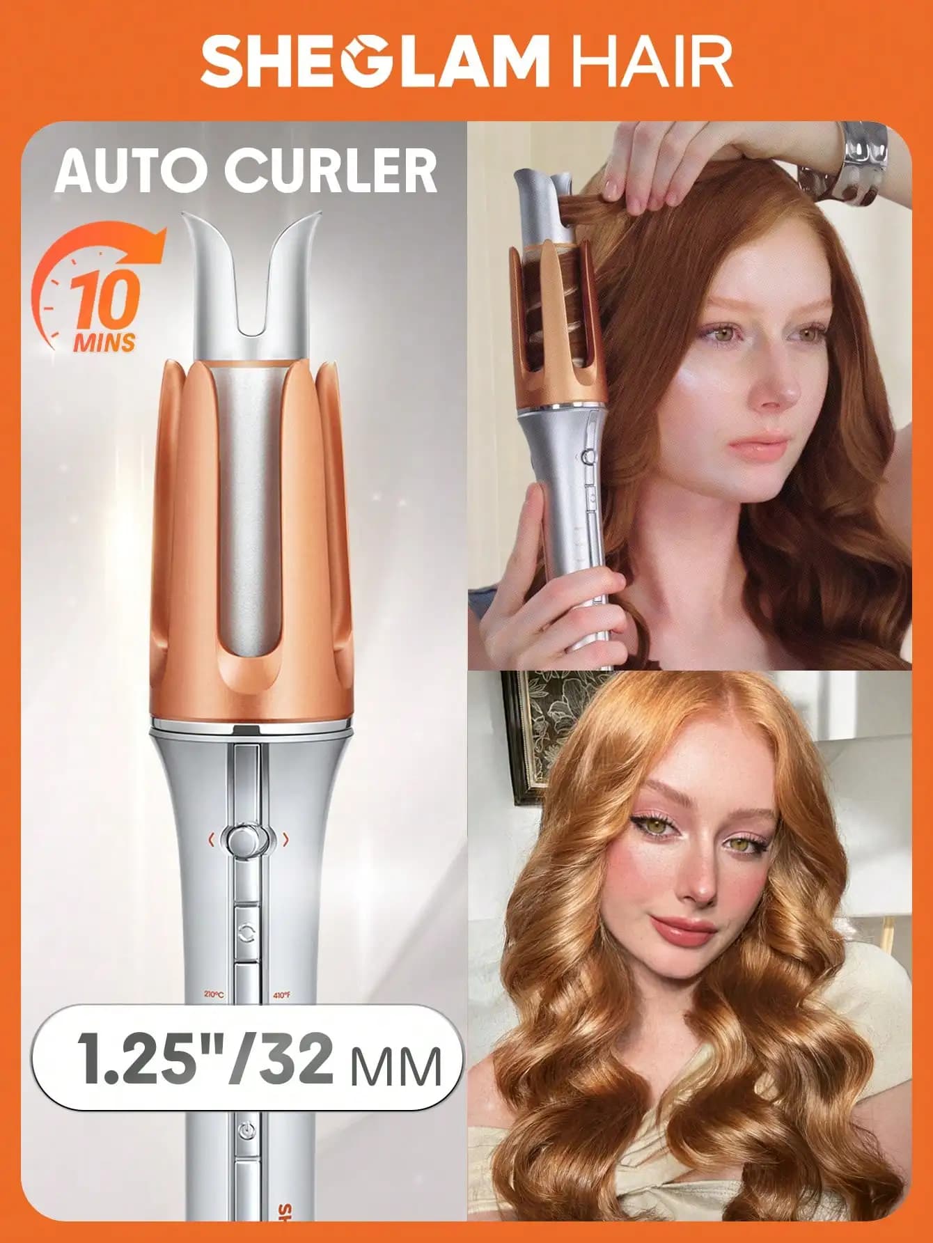 SHEGLAM HAIR Cupid's Charm Beach Babe Hair Waver, Ferro arricciacapelli ionico rosa, Ferro arricciacapelli Waver - 25mm con spina USA, Ferro arricciacapelli a doppio cilindro Wi