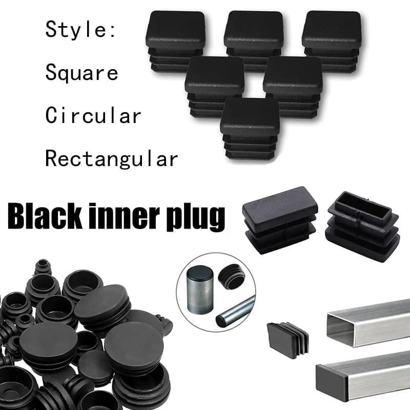 Tappi terminali per tubi quadrati/tondi in plastica nera da 10-16 pezzi, tappi per gambe per mobili antiscivolo, tappo per inserti ciechi per protezione del pavimento