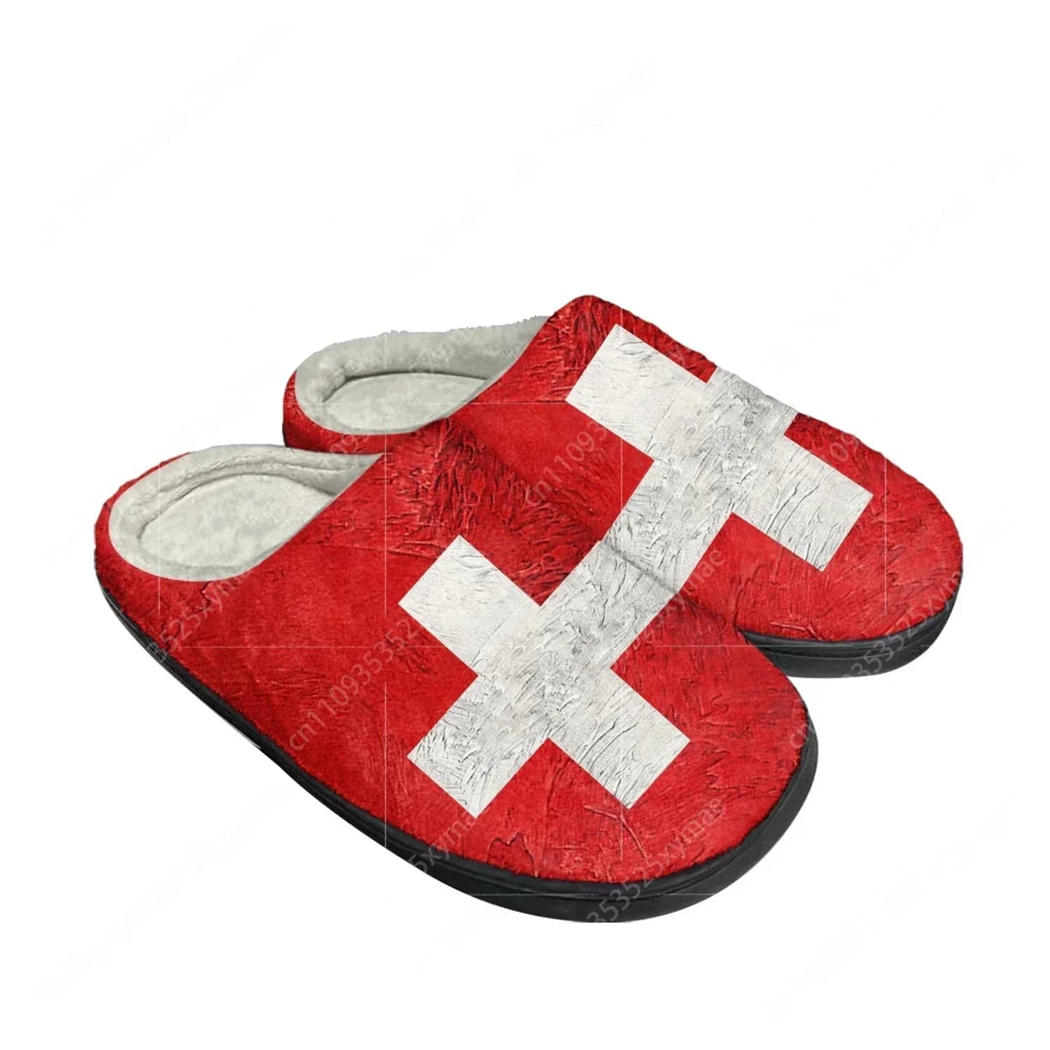 Swiss Flag Home Cotton Custom Slippers Mens Womens Sandals Switzerland Plush Bedroom Casual Keep Warm Shoes Thermal Slipper
