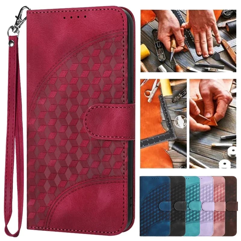 Custodia in pelle fiore rombico per Infinix Smart 8 7 HD Hot 40 40i 30i Note 30 Note30Pro 5G portafoglio Flip Purse Book Cover per telefono