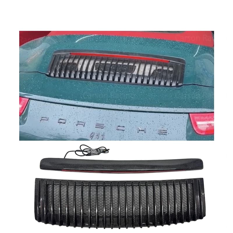 Porsche 911 991.1 2012-2016 Kit corpo in fibra di carbonio bagnato Luci a LED Nuovo modello Spoiler posteriore Ala Coda Cancello Boot Flaps Copertura Spoiler
