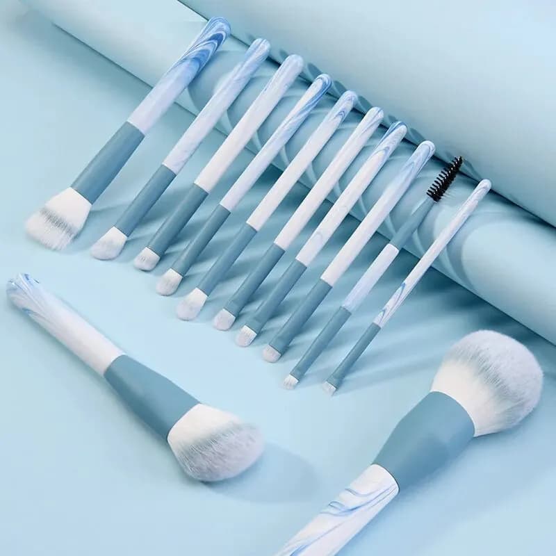 Set di 12 Pennelli da Trucco Ultra Morbidi, Strumenti per il Make-up, Pennello per Blush, Pennello per Correttore, Pennello per Eyeliner con Bordo a Coltello