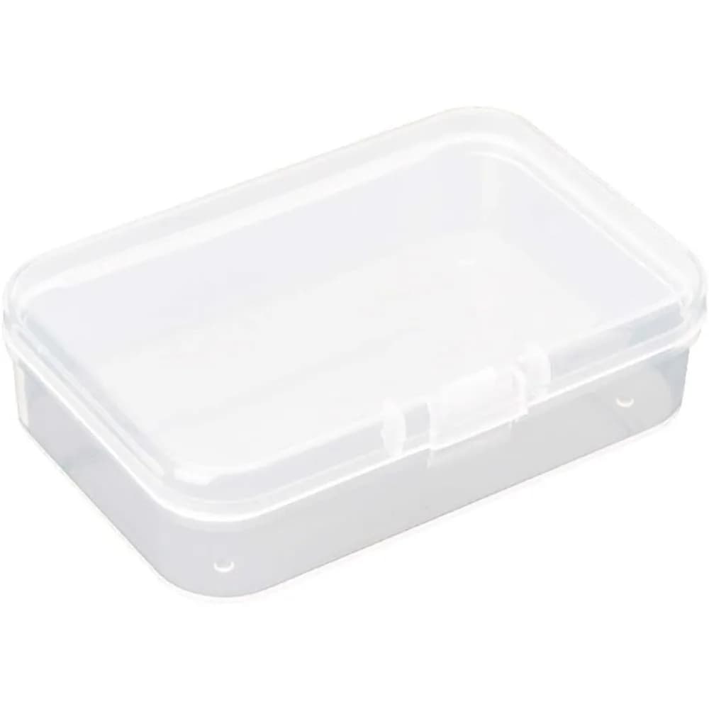Clear Polypropylene Rectangle Mini Storage Containers Box with Hinged Lid for Accessories,Crafts,Learning Supplies,Screws,Drills,Battery,Pack of 4 (3.26" x 2.12" x 0.7")