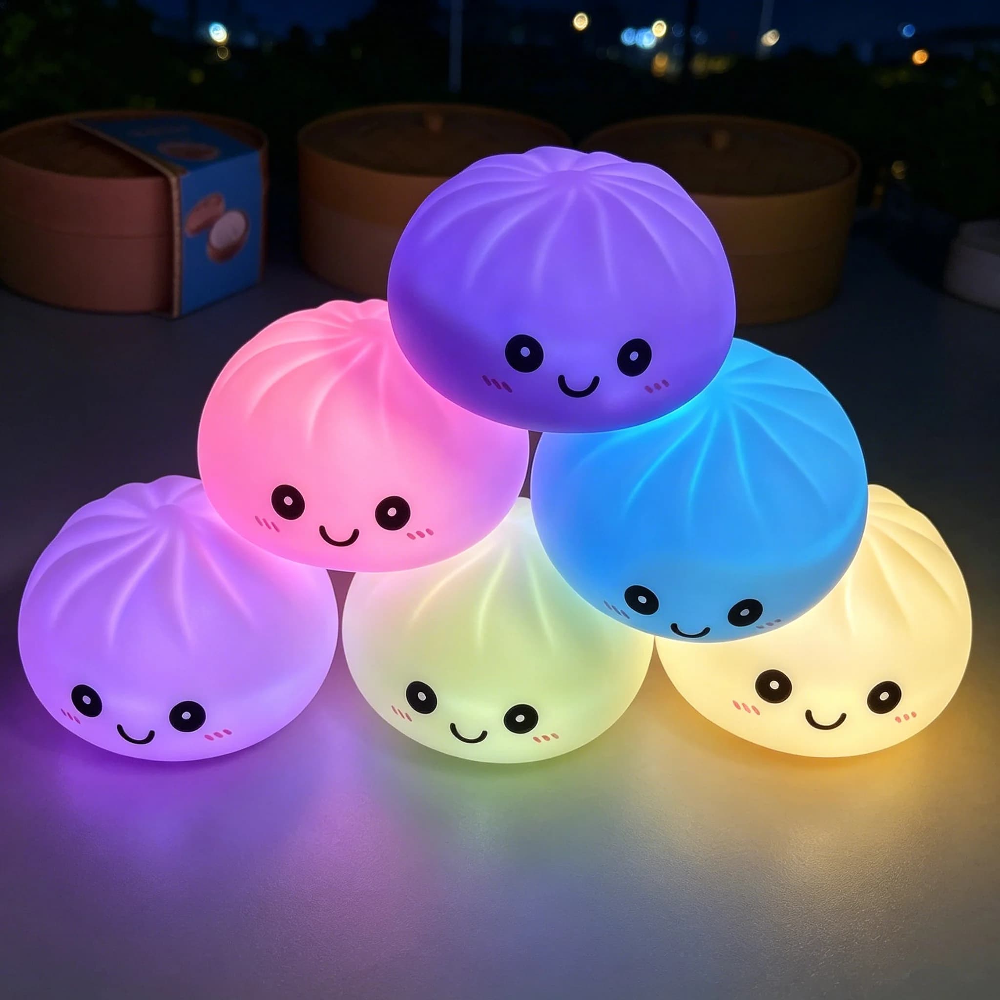 Pallina Antistress Luminosa a Forma di Panino al Vapore, Design Realistico, Giocattolo Decorativo da Scrivania per Ufficio, per Alleviare lo Stress