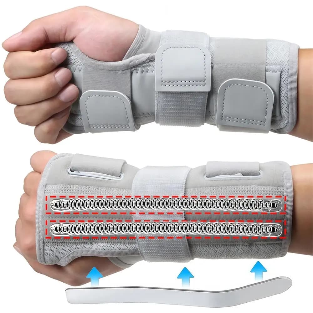 Supporto notturno per tutore da polso da 1 pezzo per tunnel carpale con doppia molla e stecca, tutore per mano per alleviare il dolore, lesioni, distorsioni