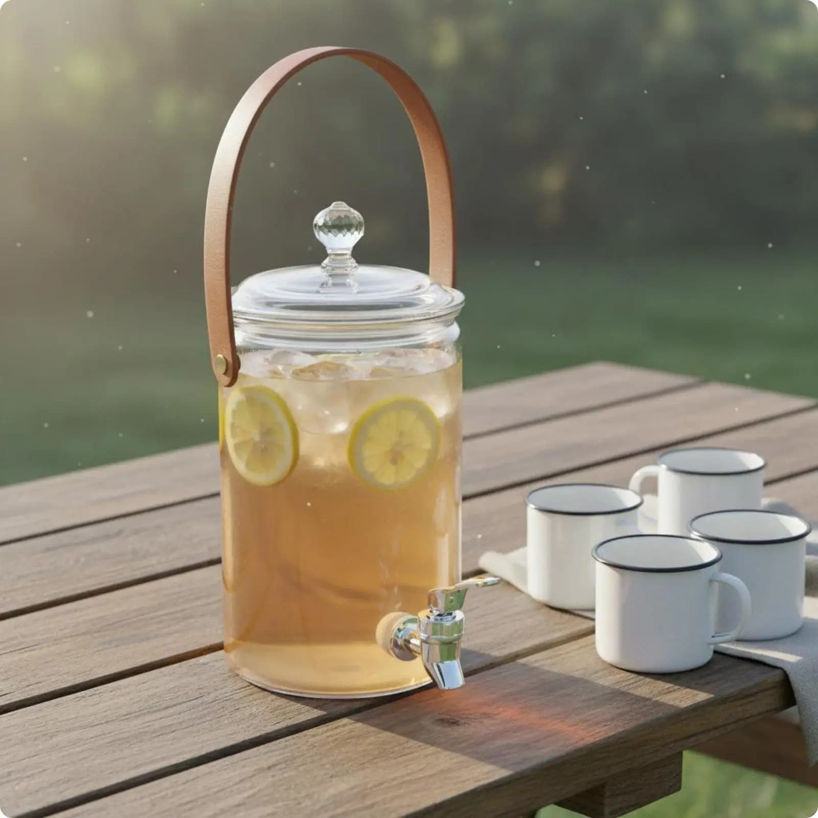 Cold Drink Beverage Dispensing Jug Built in Spigot Iced Tea Juice Container for Outdoor Party Camping