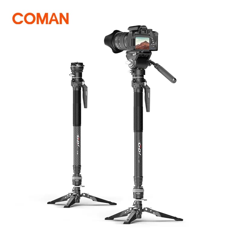 COMAN M1 PRO V5 Monopiede in Fibra di Carbonio con Sollevamento a un Clic, 69'' con Piedini, Treppiede Leggero da Viaggio con Piastra a Sgancio Rapido per Fotocamera DSLR e Videocamera, Carico Massimo 22 libbre/10 kg