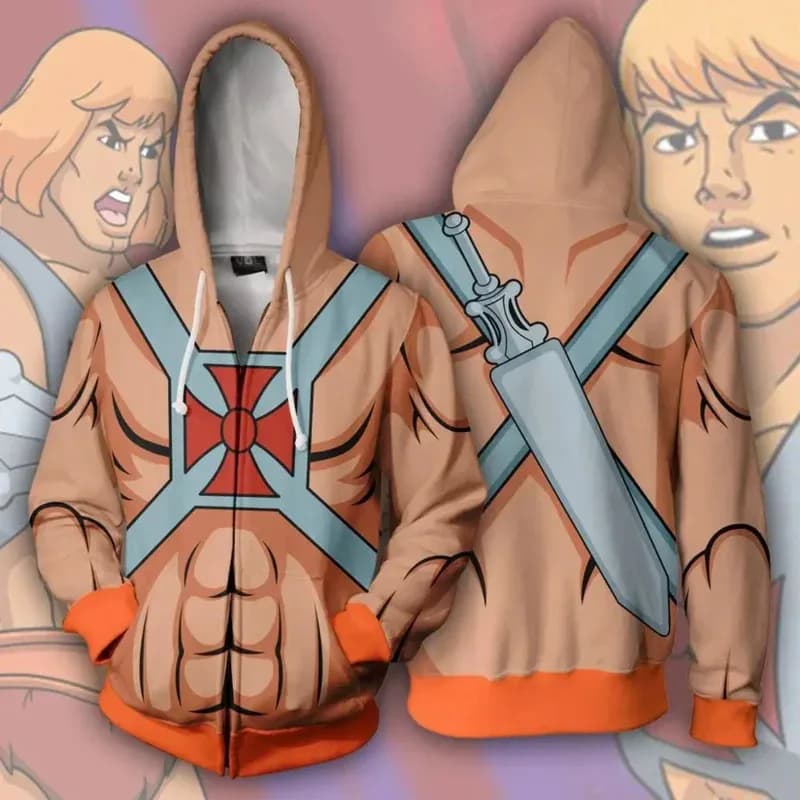 He-Man e i Maestri dell'Universo Costume Cosplay Felpa con stampa 3D Cerniera Felpa con cappuccio Cartoon Giacche moda