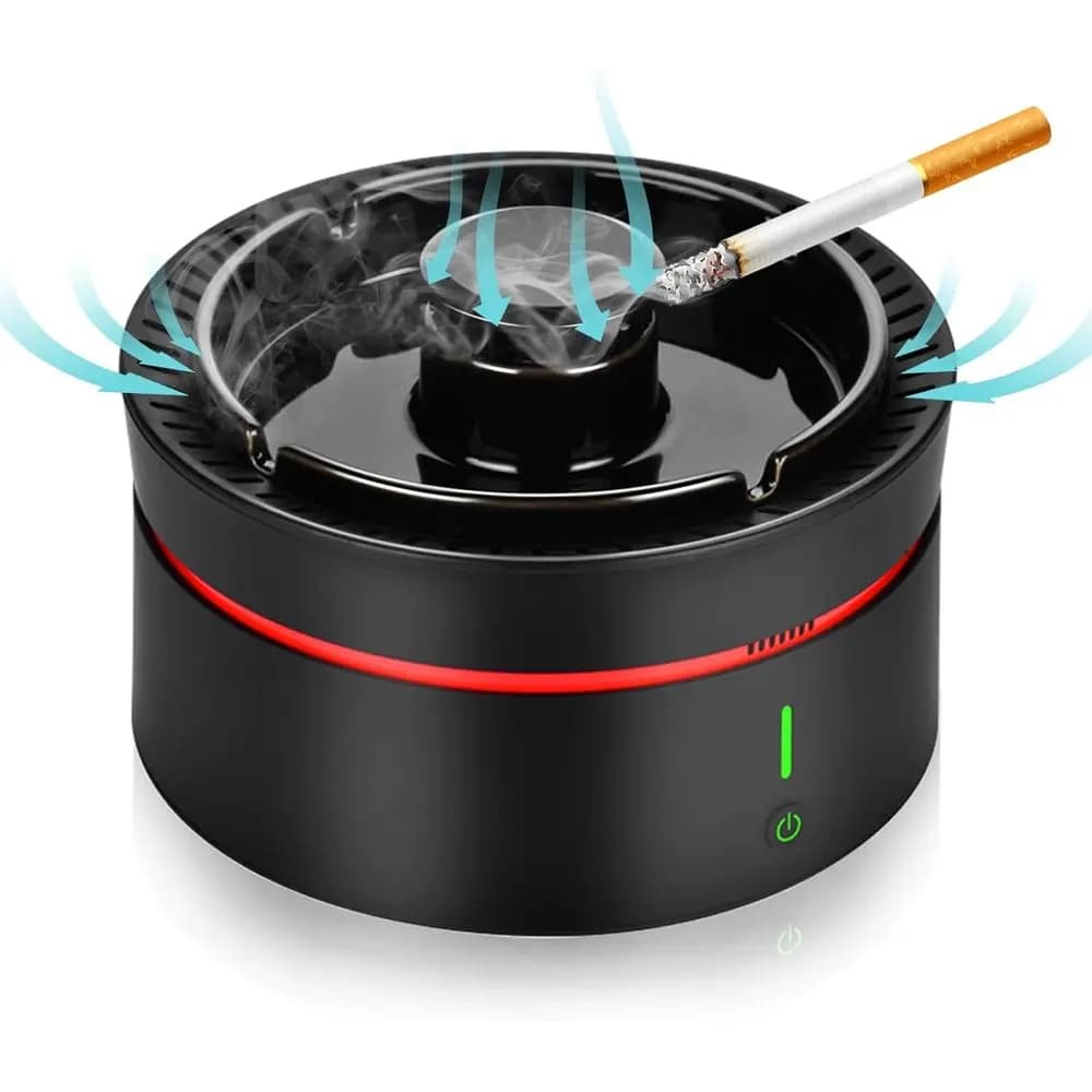 Posacenere Senza Fumo per Interni, Posacenere Multifunzionale con Purificatore d'Aria e Filtro, Posacenere Assorbi Fumo per Casa, Ufficio, Auto (Nero)