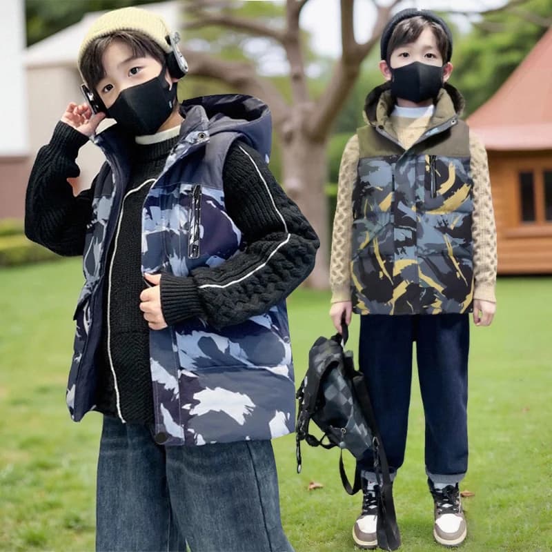Autunno Inverno Bambini Elegante Gilet Caldo Ragazzi Ragazze Con Cappuccio Addensare Giacca Senza Maniche 4-14 Anni Bambini Adolescente Moda Gilet