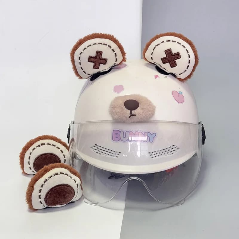 Decorazione per Casco a Forma di Orecchie di Cane, Orso o Gatto, Accessori a Sgancio Rapido, Decorazione per Casco da Moto