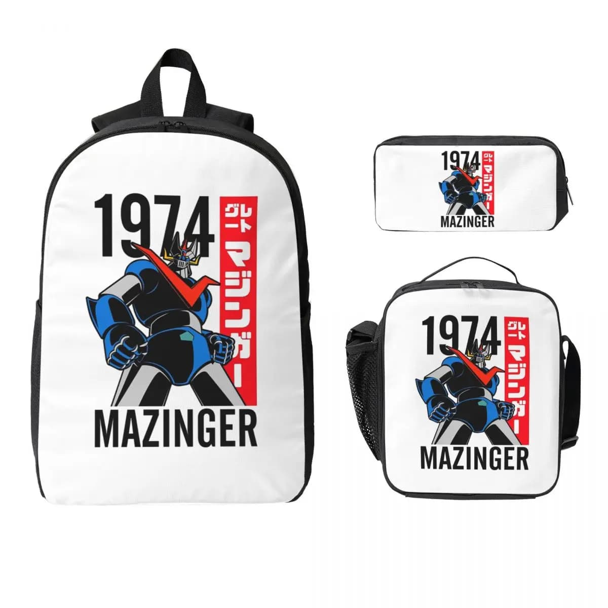 Mazinger Z Mad Robot Grendizer Anime Manga Backpack BookBag School Bag Computer Shoulder Bags 3ps Lunch Bag Pencil Case