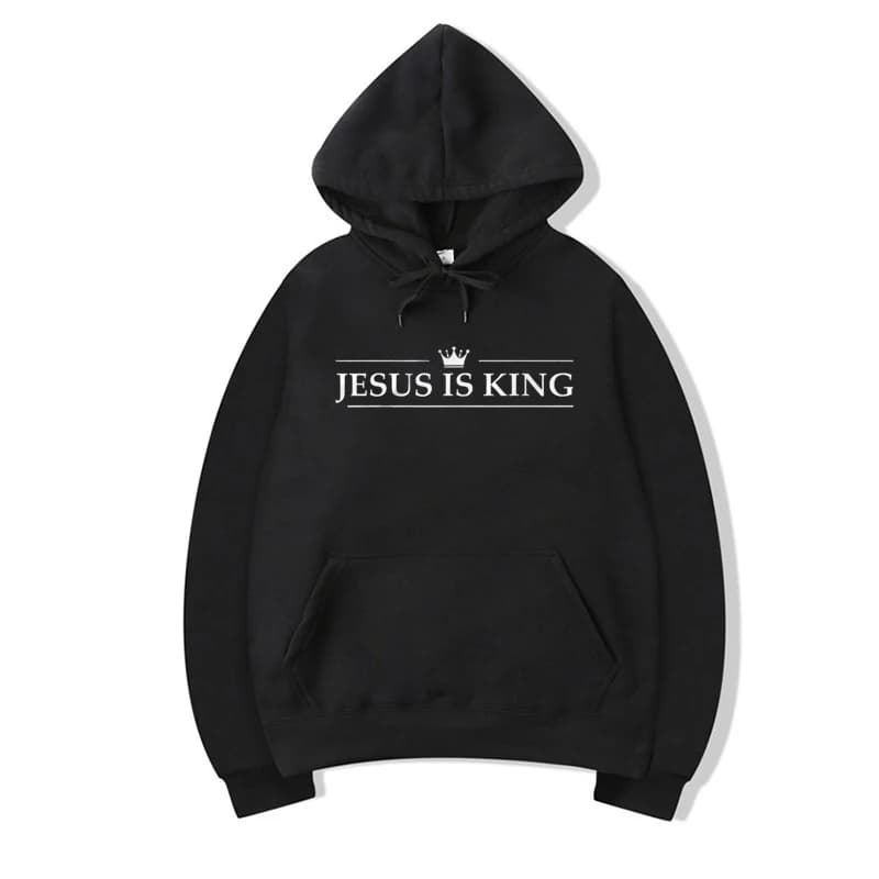 Jesus Is King felpa con cappuccio Christian Faith felpe regalo uomo donna Pullover top Streetwear regalo divertente con cappuccio lettera stampata Outfit