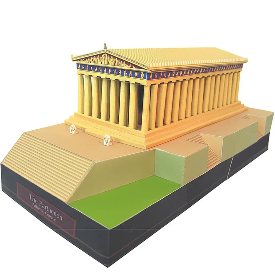 Greece Parthenon Temple Mini 3D Paper Model House Papercraft DIY Art Origami Building Teens Adult Handmade Craft Toys QD-163