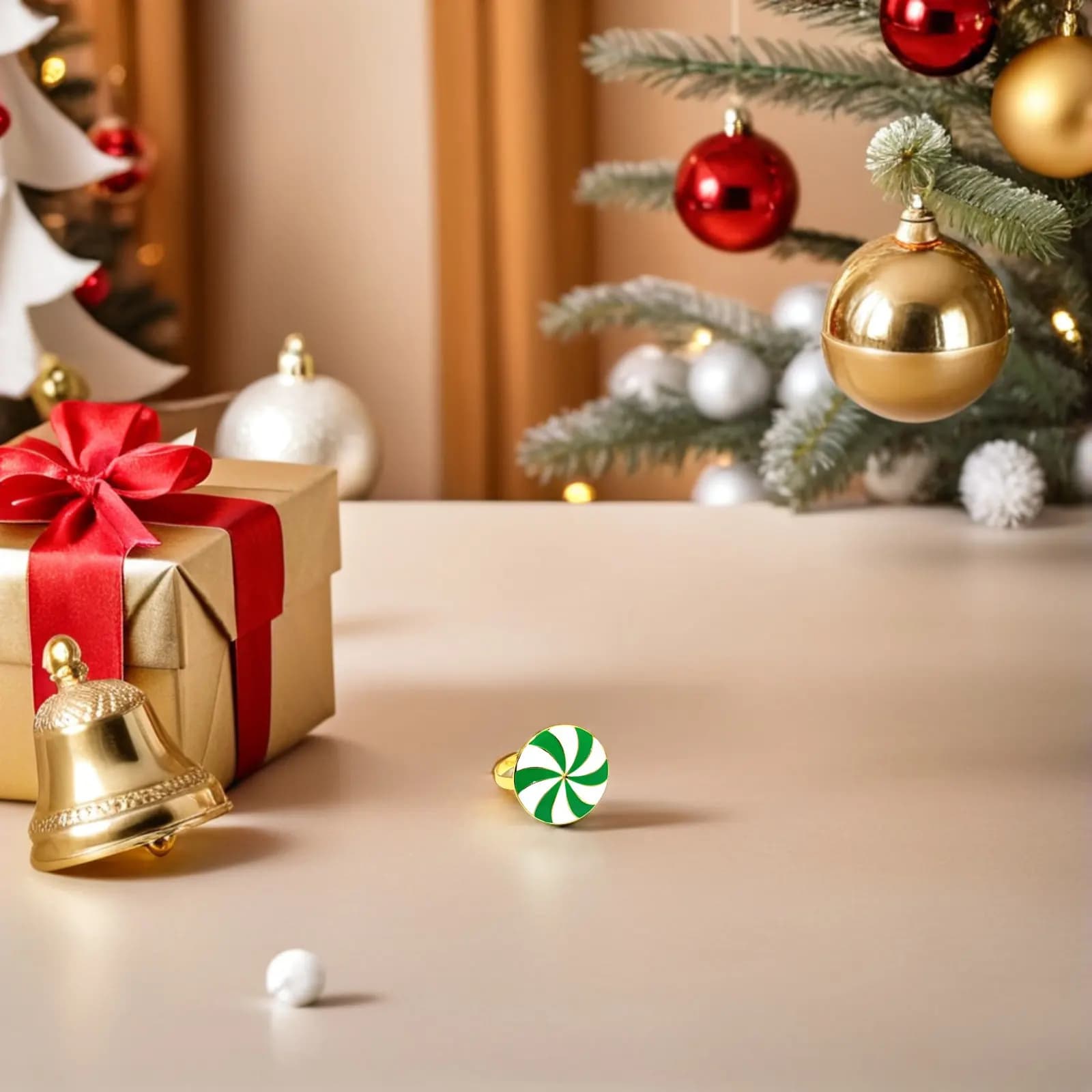 6Pcs Semicircle Napkin Rings Candy Shaped Alloy Napkin Holders Elegant Tableware for Christmas Decor and Gift Giving